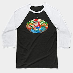 Hawaii Tropical Summer Dabbing Santa Surfing Retro Christmas In July Baseball T-Shirt